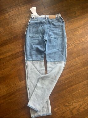 Two-Tone Light Blue Colorblock Skinny Jeans nwt